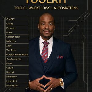 Cover of AI Marketing Toolkit by Chris Williams, featuring icons for marketing tools, workflows, and automations