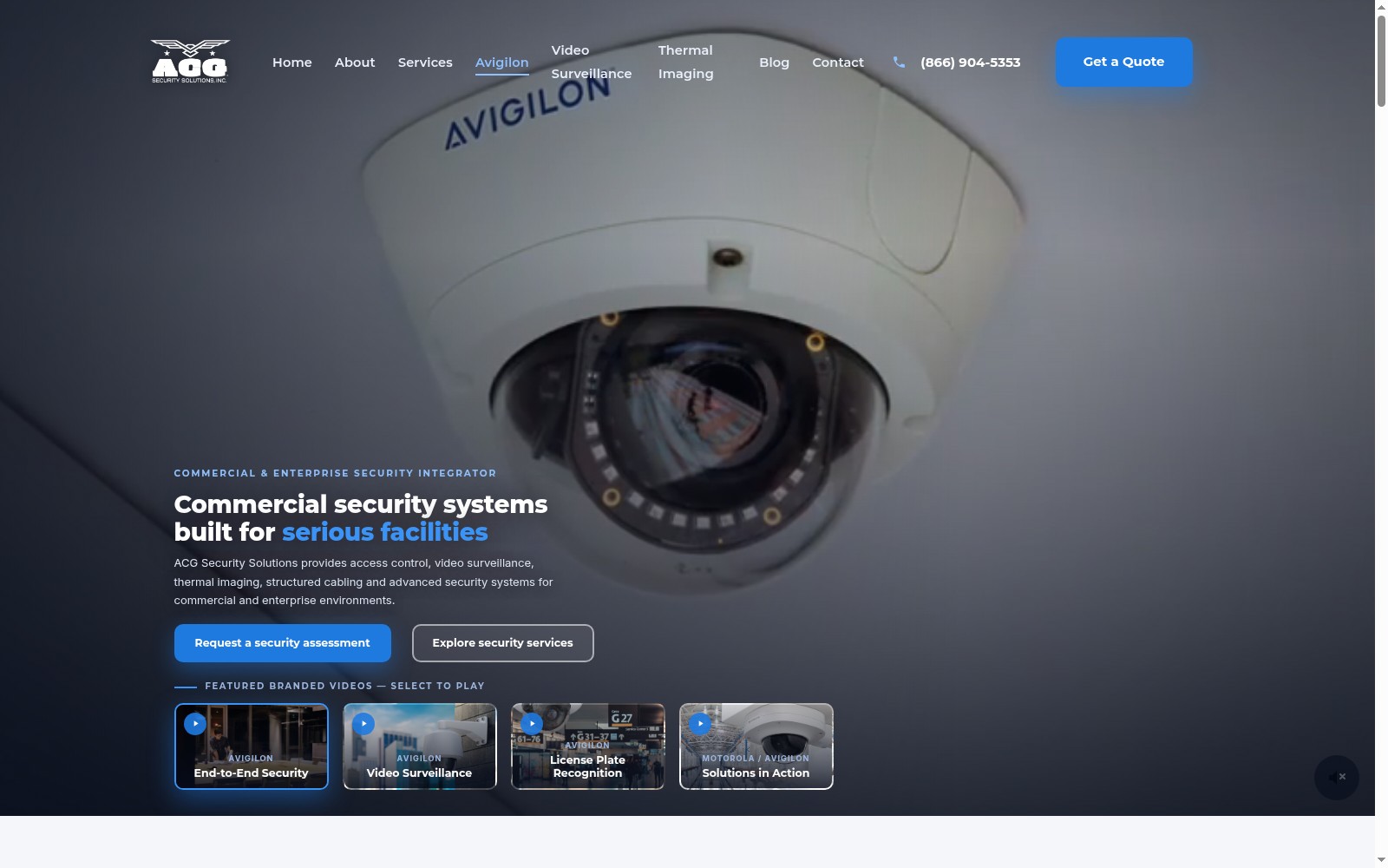 ACG Security Solutions homepage screenshot