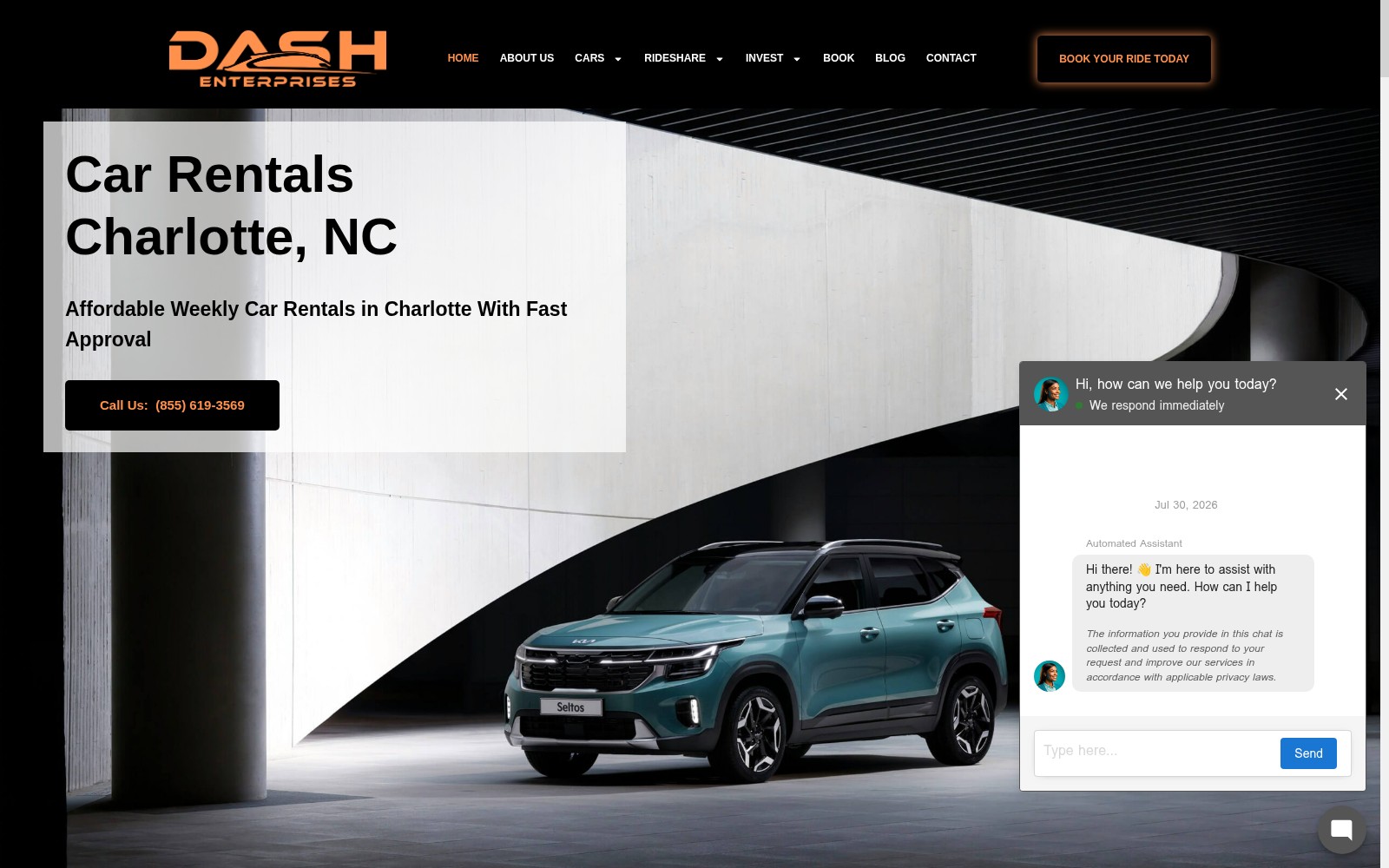 Gig With Dash Enterprises homepage screenshot