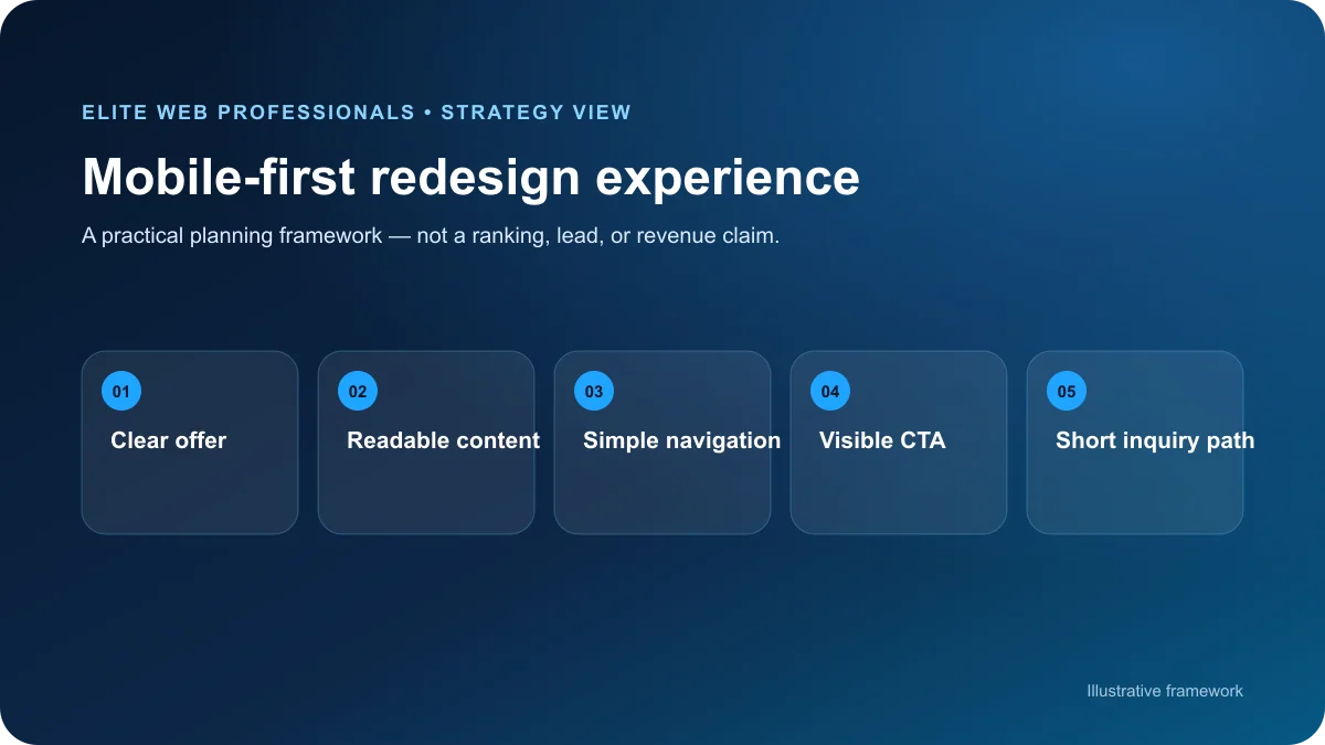 Mobile-first Atlanta website redesign with clear navigation, calls to action, and inquiry form